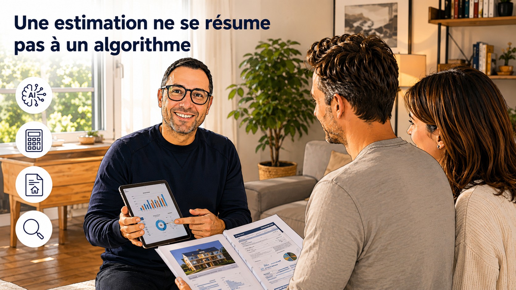 Comparaison entre une estimation automatique sur tablette et un dossier d'estimation professionnel détaillé